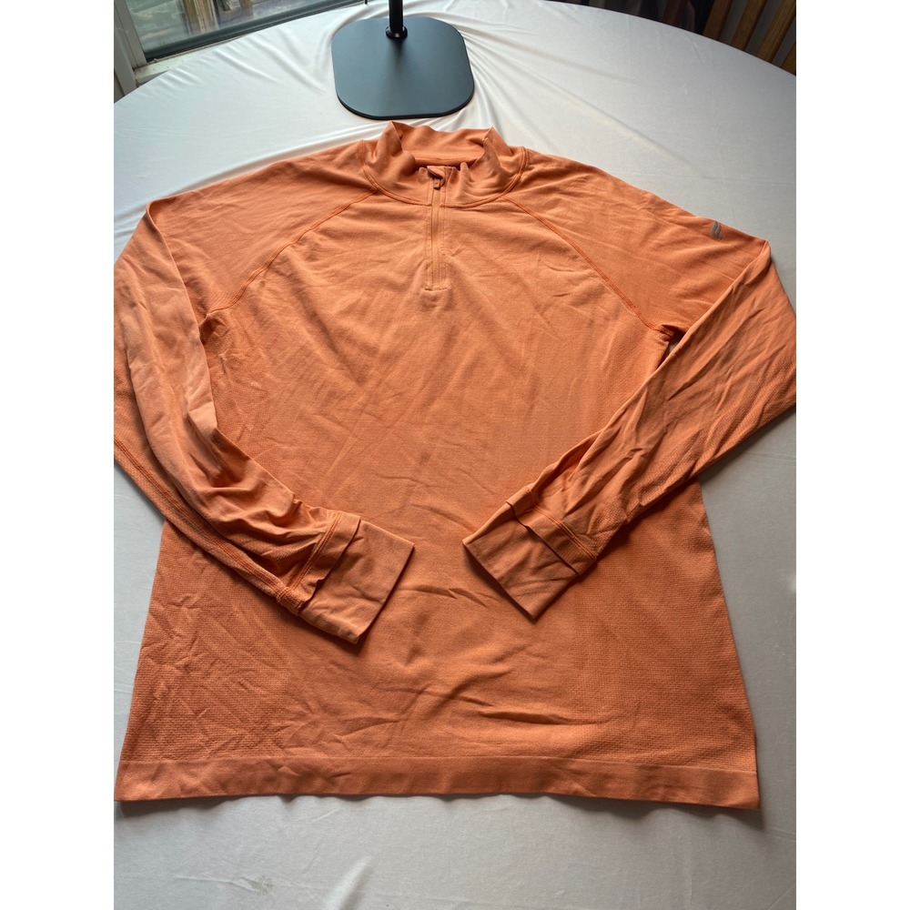 Fabletics Men Orange Quarter Zip Pullover Mesh Knit Activewear Top Size M